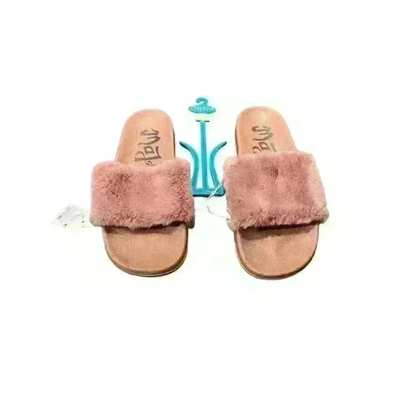 NWT Mad Love Slippers Women's Size 10 Phoebe Sandal Slip On Mauve Color Faux Fur - Picture 6 of 9
